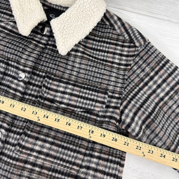Rails Jaro Long Coat Womens Medium Onyx Taupe Plaid Wool Blend Oversized $425 - Picture 13 of 16